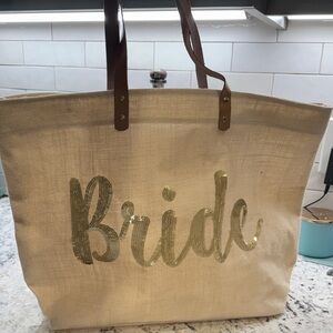 Bride Tote Bag with Gold Accents